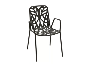 FANCY LEAF 2 - Stackable perforated metal garden chair with armrests _ RD Italia